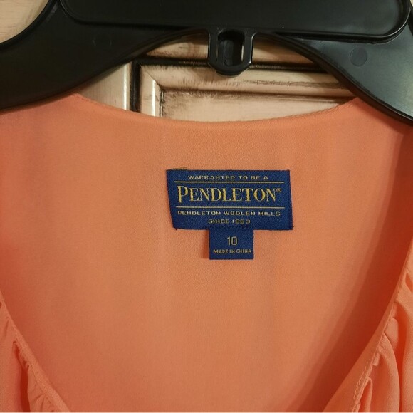 Pendleton Tie Front Blouse - Orange - Size 10 Sleeveless - Picture 5 of 5